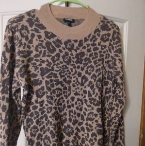 Express crop sweater size large leopard print